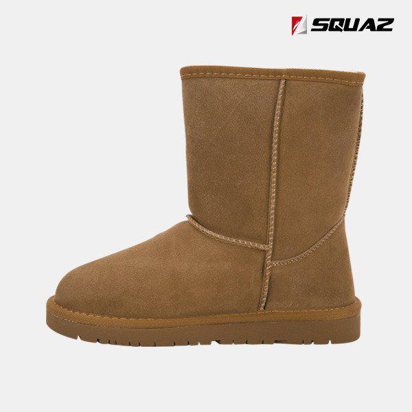 女性 デイリー シンプル 防寒靴 牛革 털안감 ブーツ SQS451