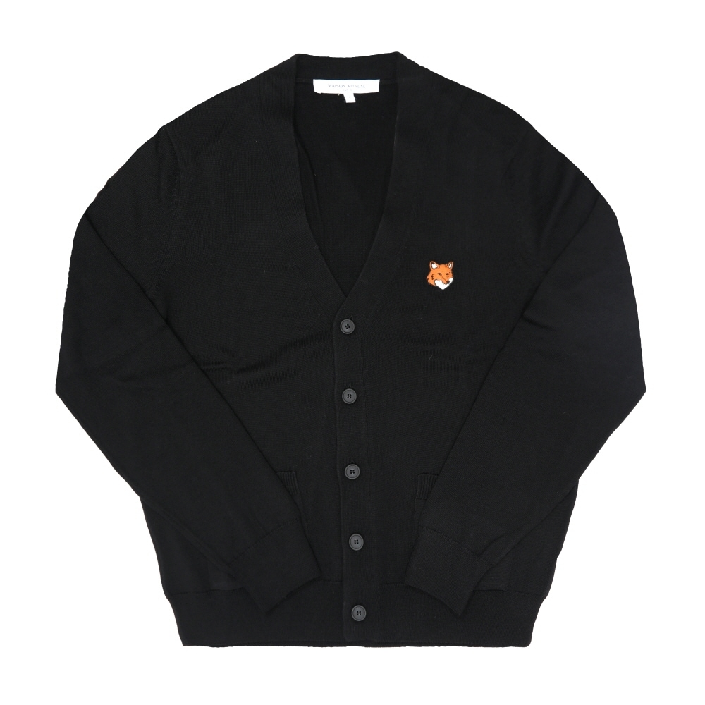 メゾンキツネ メンズVネックカーディガン フォックスヘッドパッチ PM00501KT1181