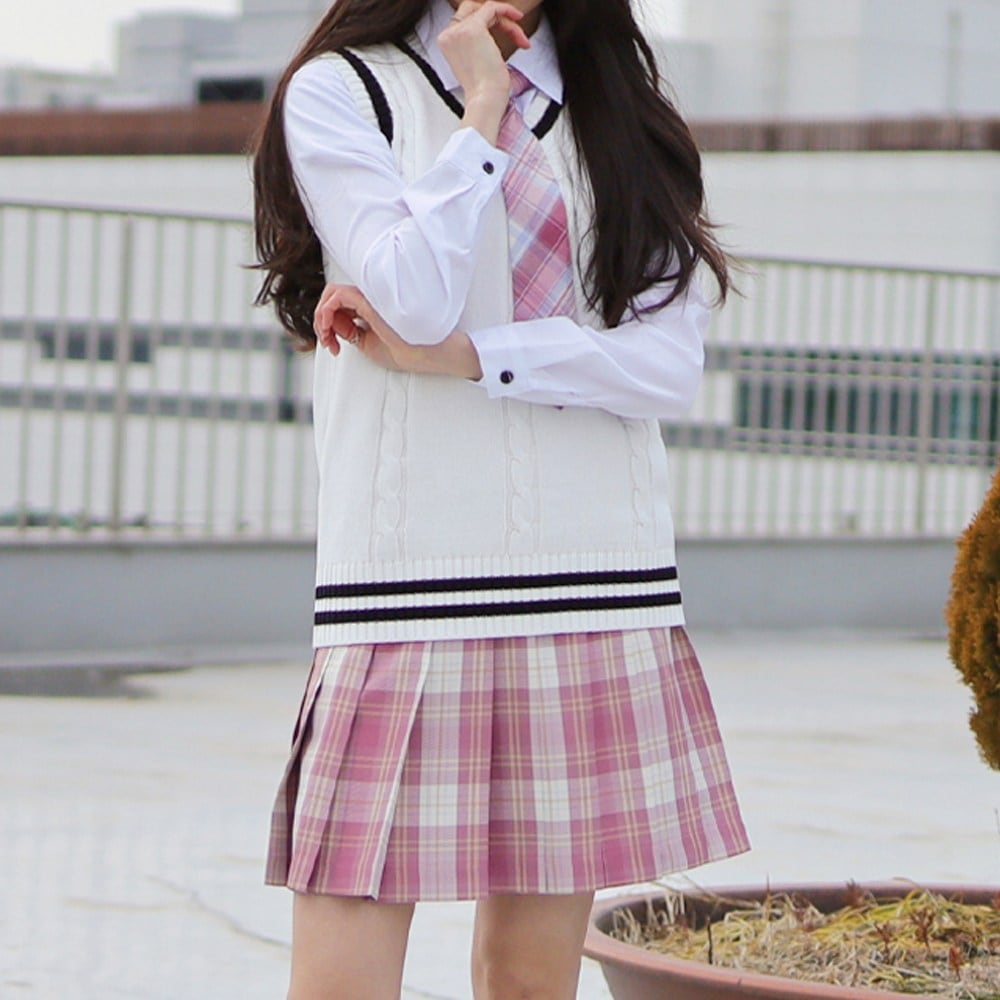 [リーハイ]スクールルックユニークキッチ制服セットシャツニサックスベストネクタイレグウォーマー