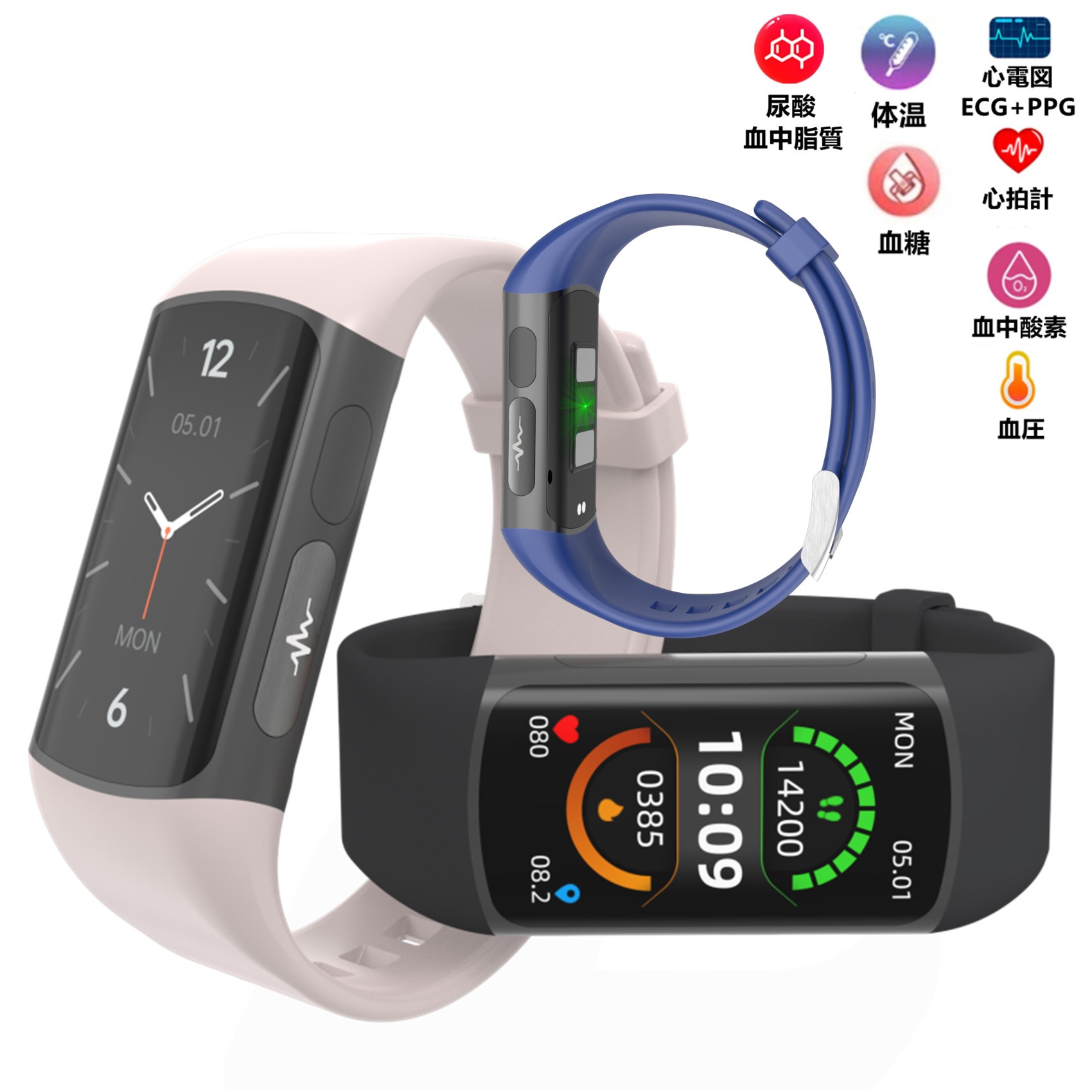 JUSUTEK 2024 新登場 専門スマートウォッチ通話機能付き 1.47インチ腕時計 心電図 24時間測定 血糖 血圧 血中酸素 体脂 体温 尿酸 睡眠 女性生理 iphone&アンドロイド対応