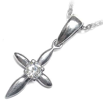 ( 4月誕生石 ) ダイヤモンドペンダントネックレス（クロスモチーフ）楽ギフ_包装