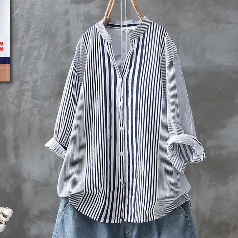 レディース トップス シャツ ブラウス 前開き 7分袖 ワイド オーバーサイズ ボタン 薄手 かわいい 大人可愛い きれいめ シンプル カジュアル 上品 おしゃれ レトロ こなれ感 ラフ ガーリー