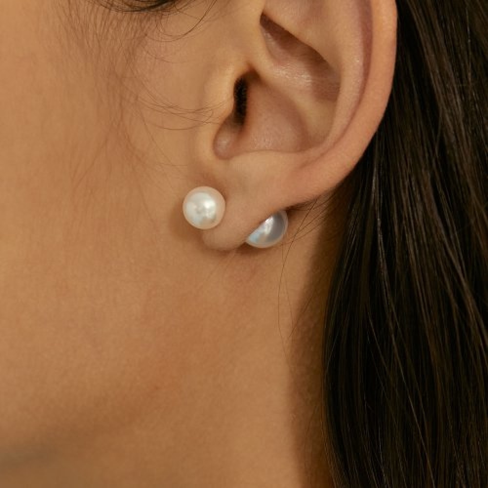 LUNNE 14k リバーシブル 8mm パールピアス 14k ゴールド #LFE15