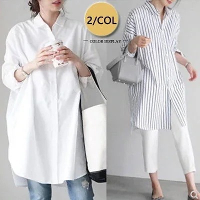 大人気！ 春の新作 韓国のファッションロングシャツの夏のシャツのワンピースの大サイズの上着はゆったりとした生地を履きます可愛い セットアップ