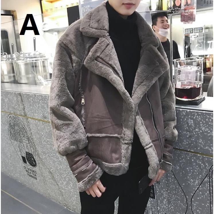 お洒落 ムートンコート 2色 上品 フェイクファー メンズ 青春 防寒 大きいサイズ メンズ 令和 厚手 軽量 暖かい 秋冬 ジャケット スリム 冬服