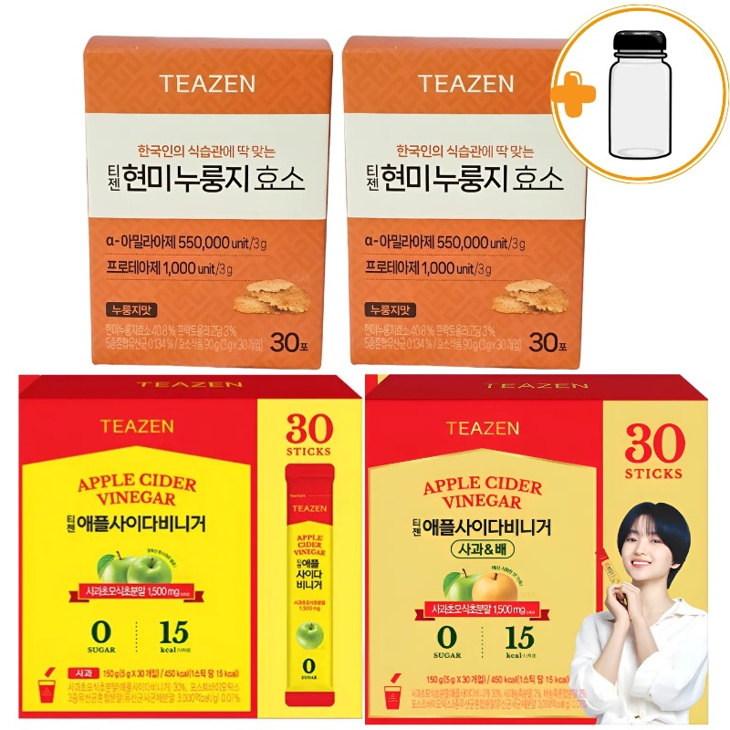 [ボトル贈呈] 玄米 おこげ酵素 30スティックx2Box+アップル サイダー ビニガー 30スティック+リンゴ&ナシ 30スティック