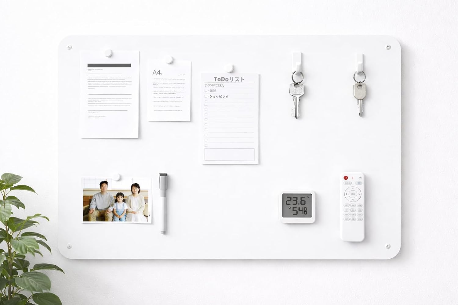 壁掛けマグネットボード 400x600mm 極薄軽量スチールパネル 石膏ボード対応 キッチン収納・書類掲示板兼用