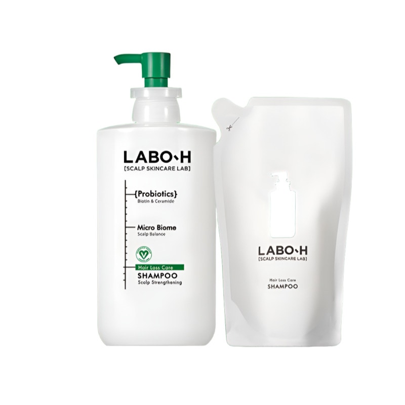 【大容量セット】LABO-H 脱毛症状緩和スカルプ強化シャンプー 750ml＋600ml詰め替えパック韓国スカルプケア・プロバイオティクス配合・低刺激処方