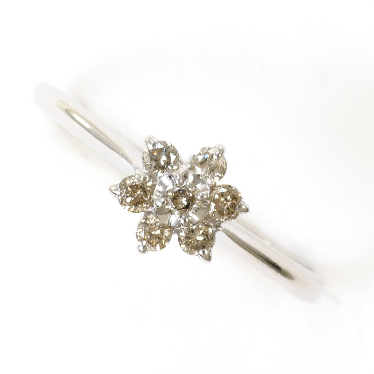 K10 10金 WG ホワイトゴールド リング・指輪 11号 ダイヤモンド 0.20ct 総重量約0.5g ジュエリー 中古