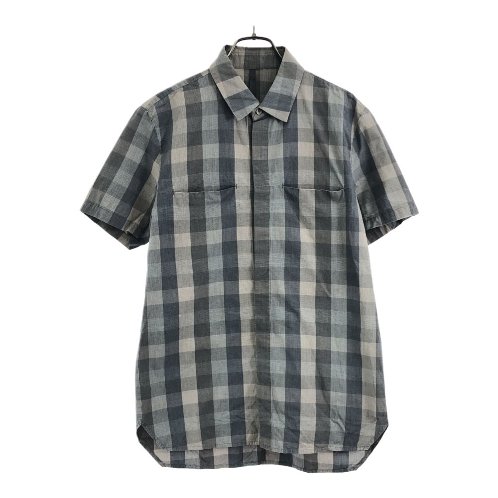 日本製 チェック柄 半袖 コットンシャツ 2 グレー系 メンズ