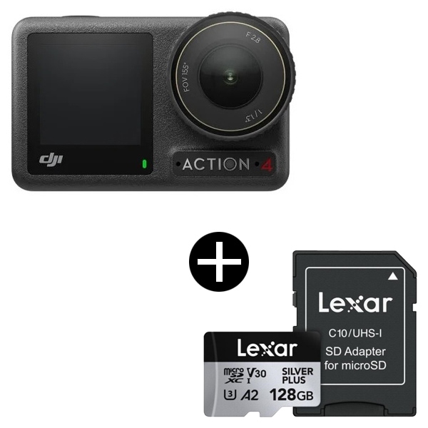 OsmoAction4スタンダードコンボ + LEXAR Professional SILVER PLUS microSDXC UHS-I マイクロSDカード 128GB セット 32,676円