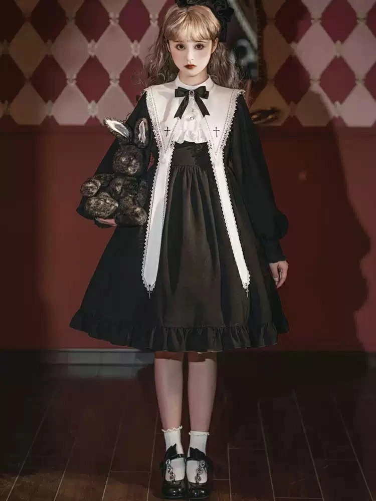 「新品販売」A199「即納」長袖ワンピース ロリータワンピース 可愛いロリータ服 プリンセスドレス 可愛いワンピース 無地 パーティードレス フレアワンピース Lolita 大人コスチューム ゴスロリ