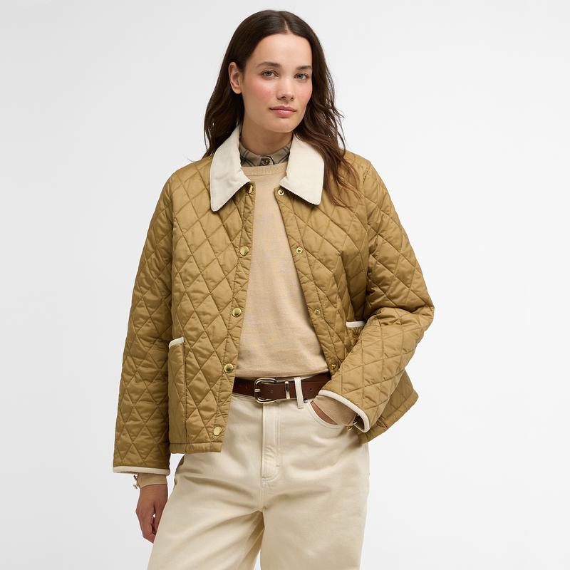 [26SS] 女性ベージュ Icons クロップド Liddesdale キルティングジャケット (URJU6E310I2)