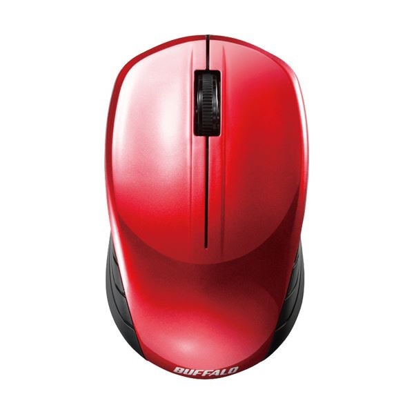 （まとめ） バッファロー 無線 BlueLED3ボタン スタンダードマウス レッド BSMBW107RD 1個 10セット