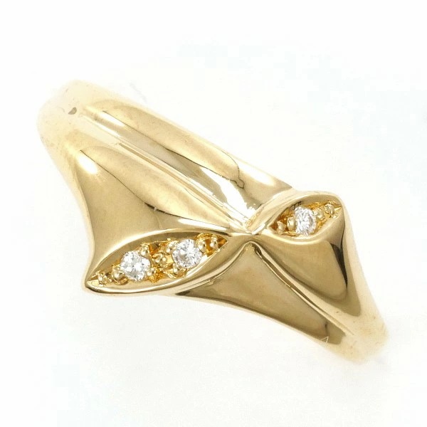 K18 18金 YG イエローゴールド リング 指輪 11号 ダイヤ 0.02 ジュエリー 中古