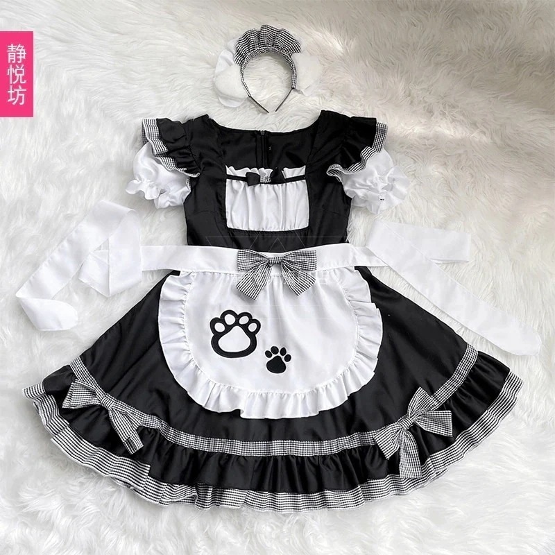 営业促进 二次要素黒猫少女ロリータメイドドレスロリータ婦人服ボス大きいサイズ猫メイドドレス