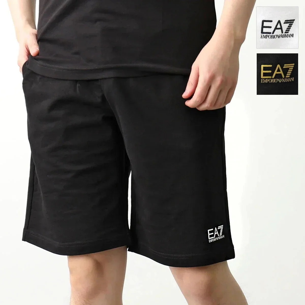 EA7 EMPORIO ARMANI エアセッテ エンポリオアルマーニ スウェットパンツ 8NPS02 PJ05Z メンズ ハーフパンツ ロゴ コットン カラー