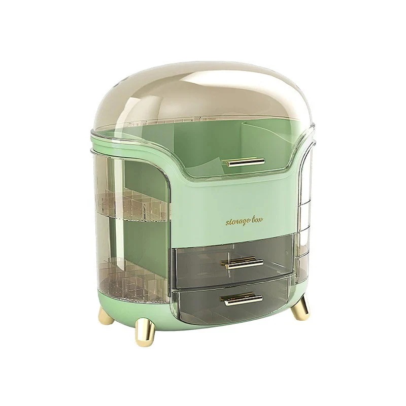 化粧品収納ボックス多機能体デスクトップ防塵口紅アクリル大容量回転スキンケアラック