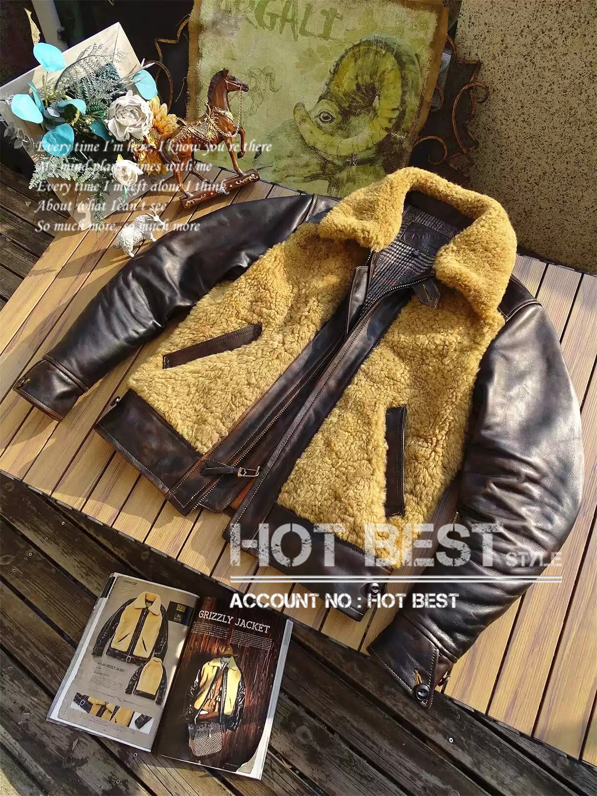 茶芯ホースハイド シープスキン 復刻30sモデル 熊ジャン レザージャケット メンズ 革ジャン 通勤 タンニンなめし 馬革 羊革 27,216円