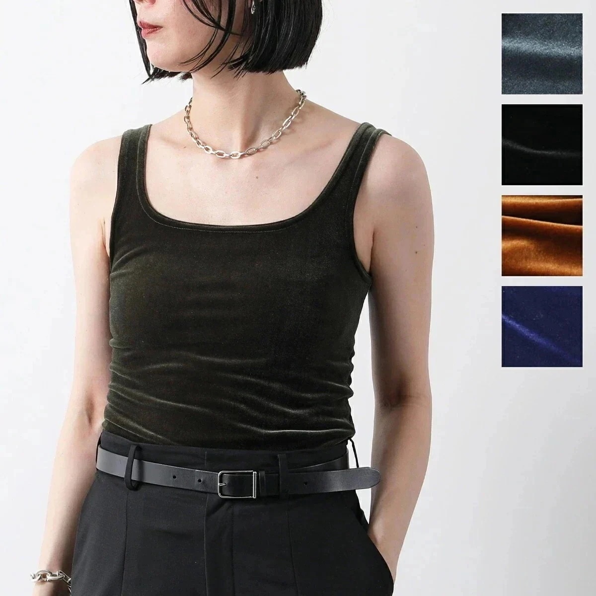 SIMONE WILD シモーネ ワイルド タンクトップ SINGLET レディース ベルベット ベロア ノースリーブ スクエアネック カラー5色 6,694円