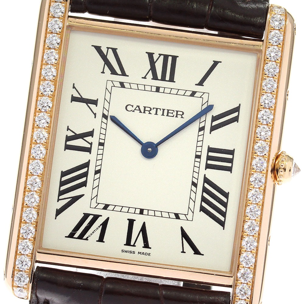 カルティエ CARTIER WT200006 タンクルイXL K18PG サイドダイヤ 手巻き メンズ _816607【中古】 793,080円
