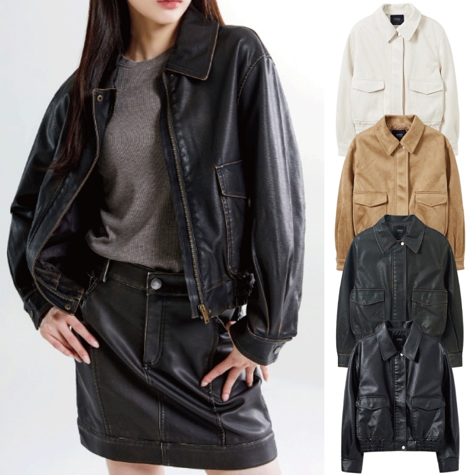 【SPAO】シンセティックレザー ブルゾン (4 COLORS) Qoo10] スパオ シンセティックレザー ブルゾン (4 C : レディース服