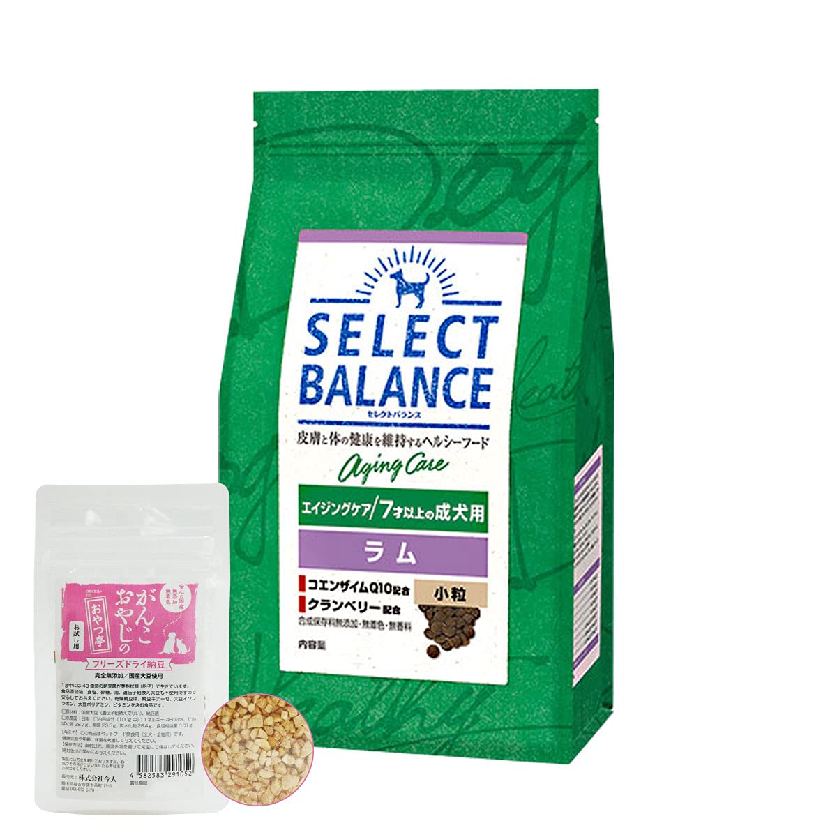 セレクトバランス エイジングケア ラム小粒3kg ＋がんこおやじのおやつ亭 国産フリーズドライ納豆