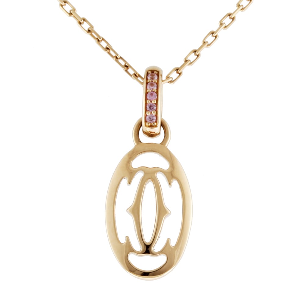 カルティエ ドゥーブルC ネックレス 18金 K18ピンクゴールド ピンクサファイア CARTIER 中古 美品 249,700円
