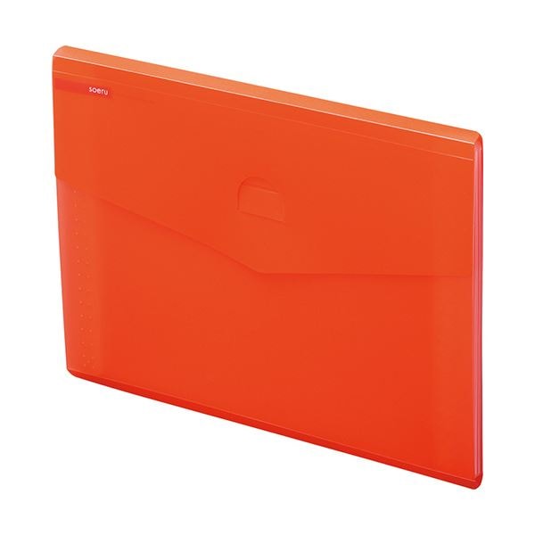 （まとめ）リヒトラブ soeruスリムドキュメントファイル（ヨコ型） A4 6ポケット サニーレッド A-8700-3 1冊(×10セット)