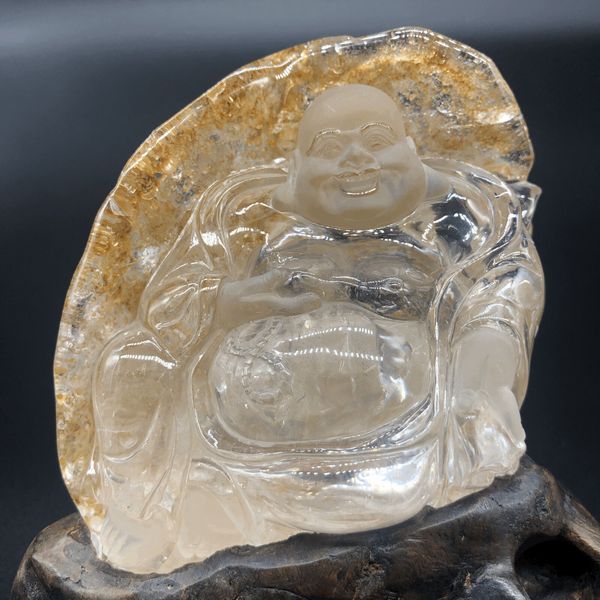 オブジェ 置き物 インテリア雑貨 家具 インテリア 布袋様 七福神 天然石 置き石 水晶 台座付き