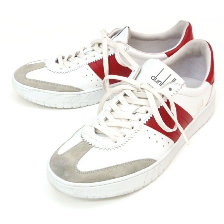 ﾀﾞﾝﾋﾙ dunhill ｺｰﾄ ﾚｶﾞｼｰ ﾄﾚｰﾅｰ ﾚｻﾞｰ ｽﾆｰｶｰ DU22R1340D3 白赤 44 【中古】(59893)