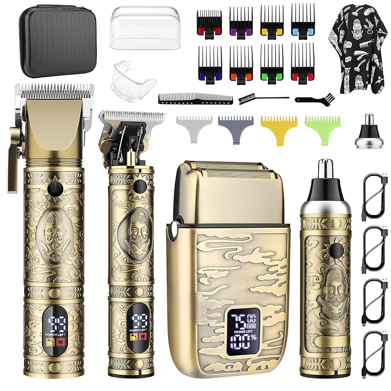 GSKY バリカンセット 電動バリカン 往復式シェーバー 鼻毛カッター USB充電式 LED表示 自動研磨 低騒音 ヒゲトリマー 家庭 業務 ショートヘア用 セルフカット 日本語説明書付き（古 銅） 27,599円