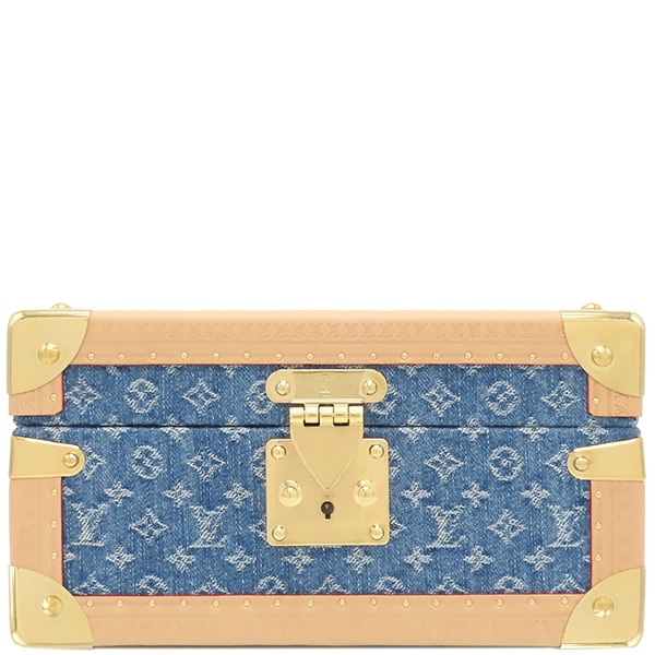 ルイヴィトン LOUIS VUITTON 小物 コフレ トレゾール 24 モノグラムデニム モノグラムデニム ゴールド金具 青 ジュエリーケース M24572 RFID 【保存袋】【中古】