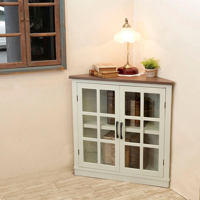 Liberteリベルテ コーナーキャビネット ブルー/ブラウン【別途送料必要/送料無料対象外】