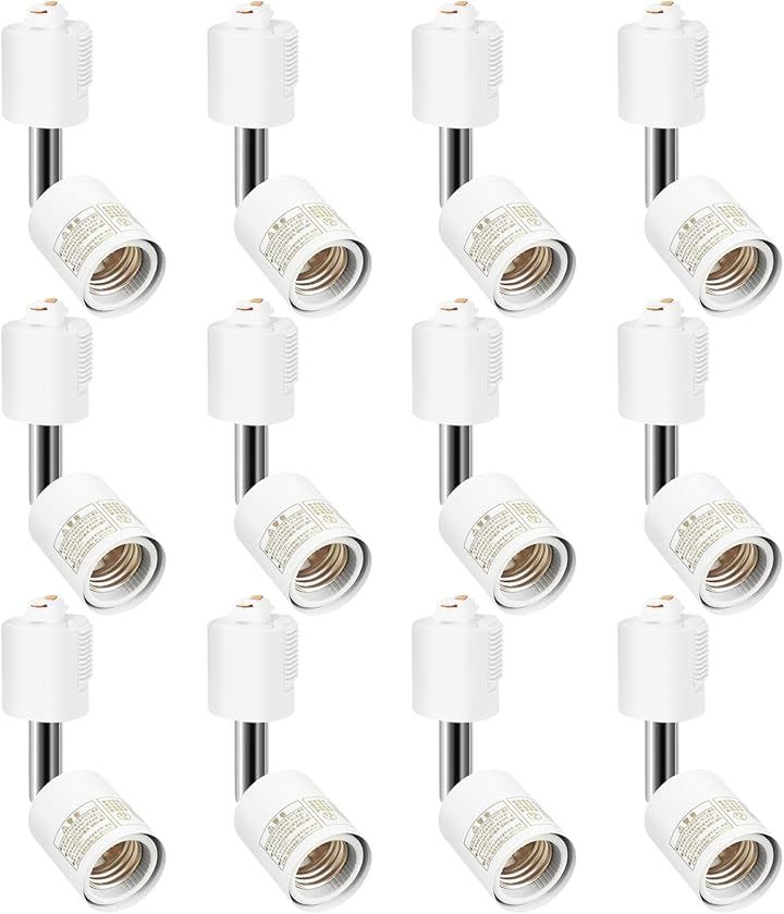 ダクトレール用スポットライト 電球なし ライティングバー用照明器具セット配線ダクトレール用 LEDスポットライト 天井照明 照射角度調節可能(白い, E26口金/12個セット)