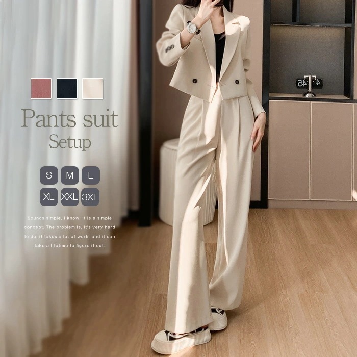 セットアップ パンツスーツ レディース ビジネススーツ テーラード 無地 オケージョン スーツ 長袖 リクルートスーツ 春 秋 シンプル フォーマル オフィス カジュアル ゆったり エレガント 通勤