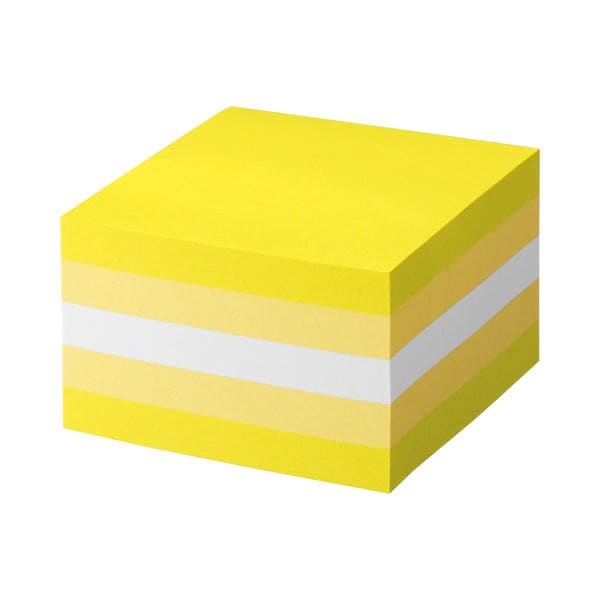 (まとめ) TANOSEE ふせん カラーブロック 75×75mm パステルイエロー 1冊 (×10セット)