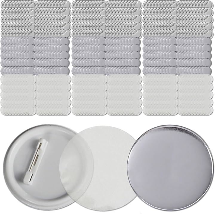 缶バッジ パーツセット 缶バッジマシーン用 素材 DIY 製作 ブリキ ばね針式(300個, 直径58mm)