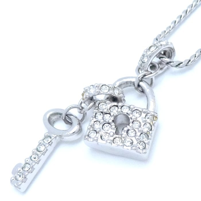 キー ネックレス クリスタル 鍵モチーフ ロック＆キー シルバーメッキ/291820【中古】