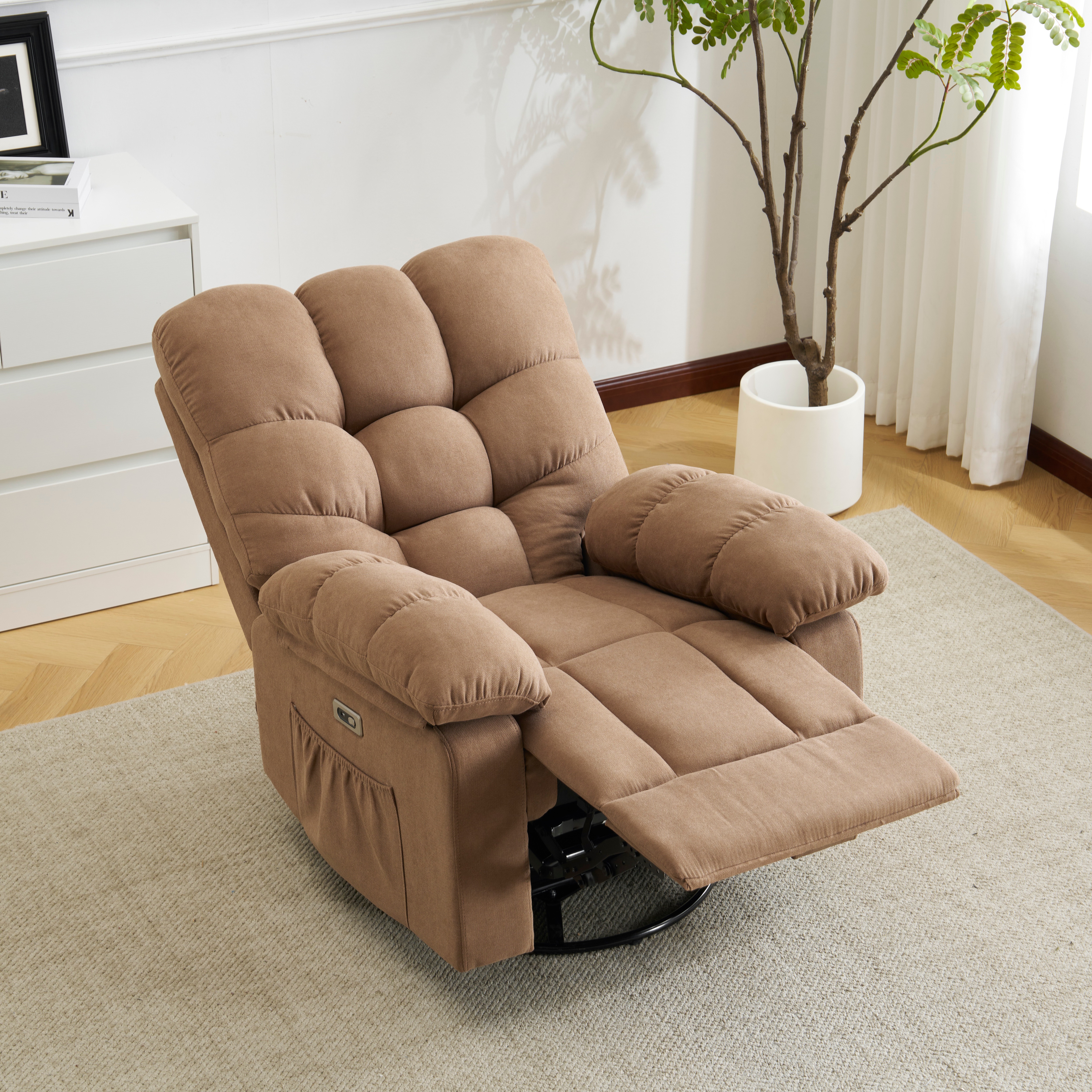 【国内発送】871電動1人掛けソファー リクライニングチェア ゲーミングチェア リクライニングソファ 電動ソファ 270度回転式 背もたれ調節110-165度 簡単昇降ボタン 快適なリビング 一人暮ら