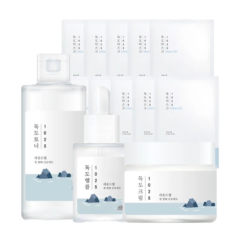 1025 独島 人気 4点 スキンケアセット (水分ゲルマスクパック 10枚+トナー200ml+アンプル45g+水分クリーム80ml), 1セット