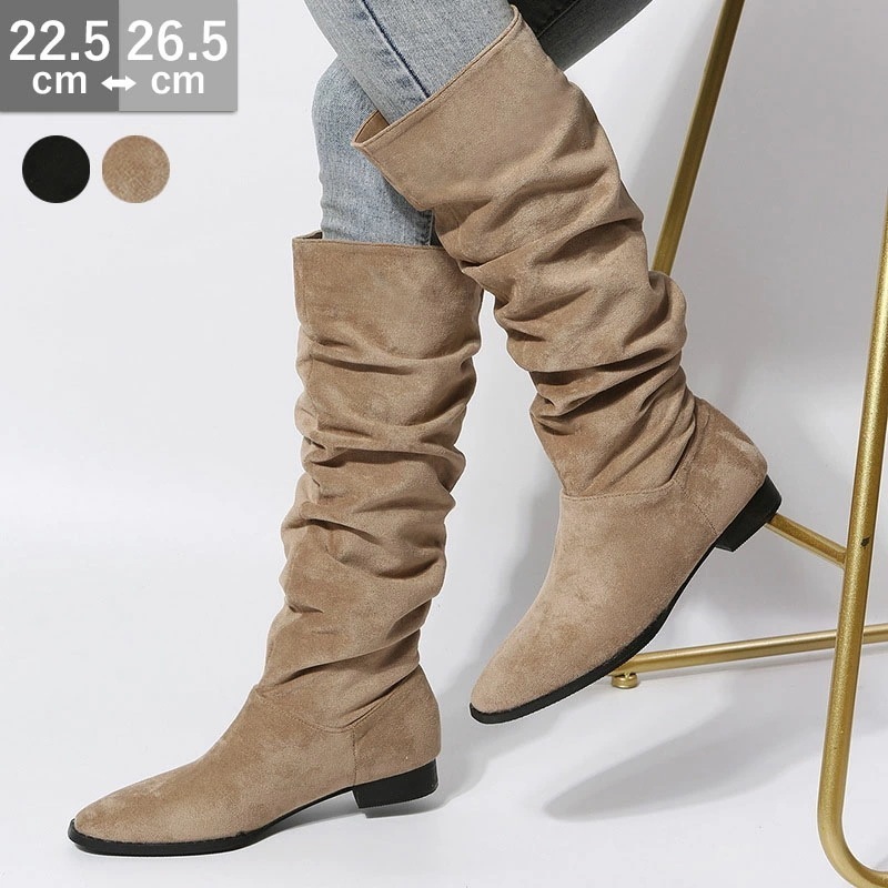2025秋冬生活応援 ロングブーツ レディース シューズ ブーツ ルーズ ジョッキー ロングブーツ ナウシカブーツ 靴 ローヒール 3cmヒール 22.5-26.5cm 筒丈32cm ポインテッドトゥ