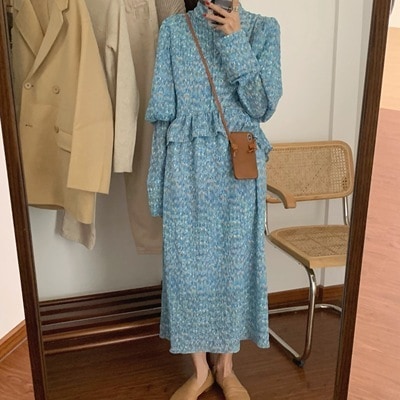 ワンピース ロングワンピース シャツワンピース ロング丈 長袖 襟付き ハーフボタン ウエストマーク かわいい 大人可愛い きれいめ シンプル 上品 おしゃれ かっこいい レトロ ラフ こなれ感