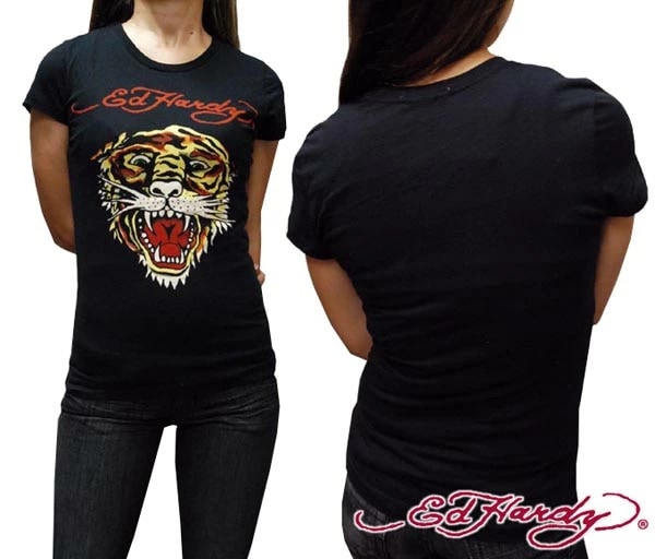 セール エドハーディー レディース Tシャツ 200種類の品揃え Ed Hardy TIGER タイガー ブラック エドハーディー 正規品 セレブ 着用 ファッション 雑誌 掲載 ブランド