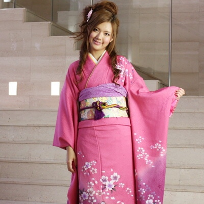 レンタル最大20日間 振袖 レンタル 成人式 セット正絹京友禅 20点フルセット ピンク 紫 パープル 桜成人式から結婚式やフォーマルまで　着物　kimono フリソデ ふりそで ren