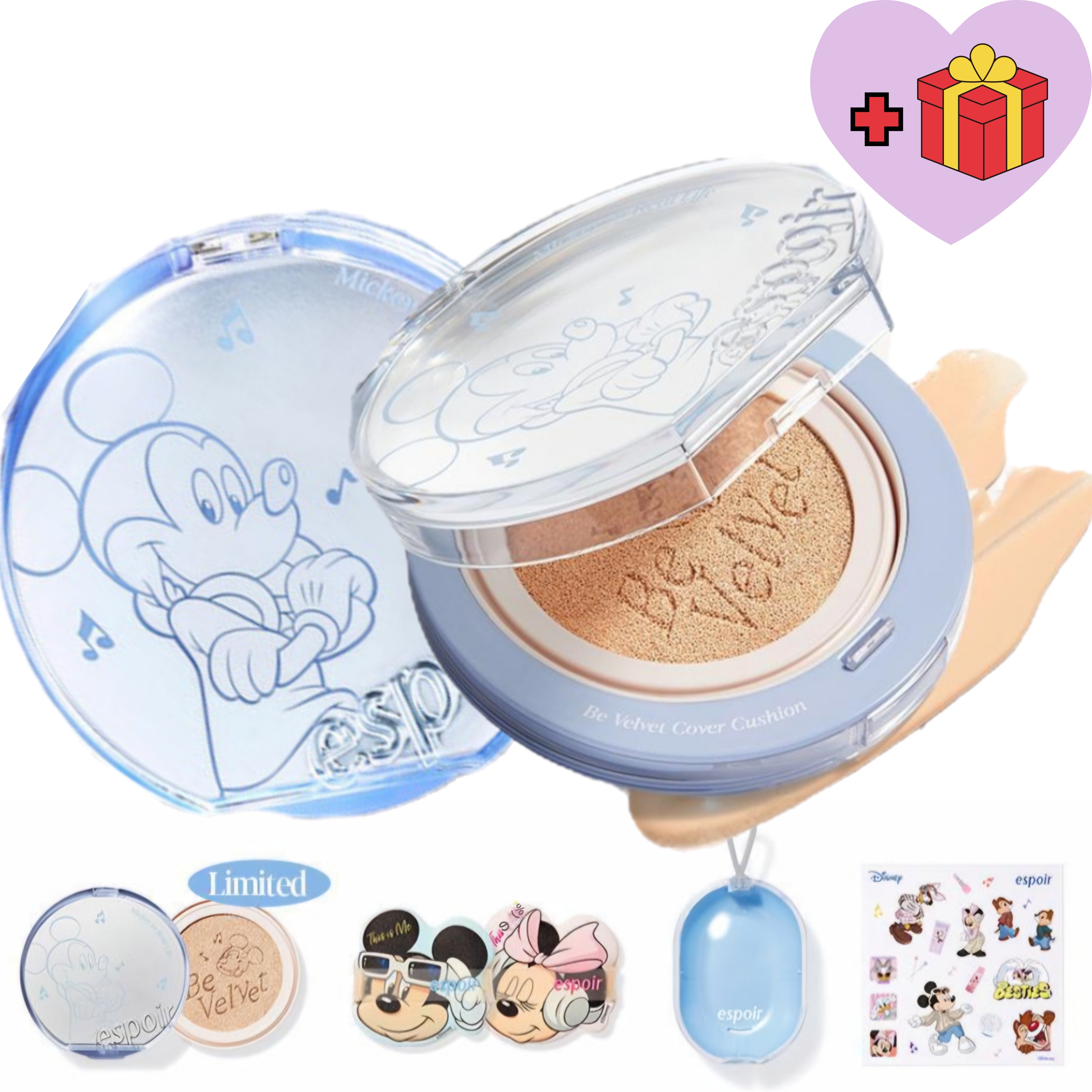 [NEW] ビベルベットカバークッション SPF42 PA++ 13g x 2 (本品+おかわり) ディズニー エディション/クッションパフ/クッションパフケース/ステッカー