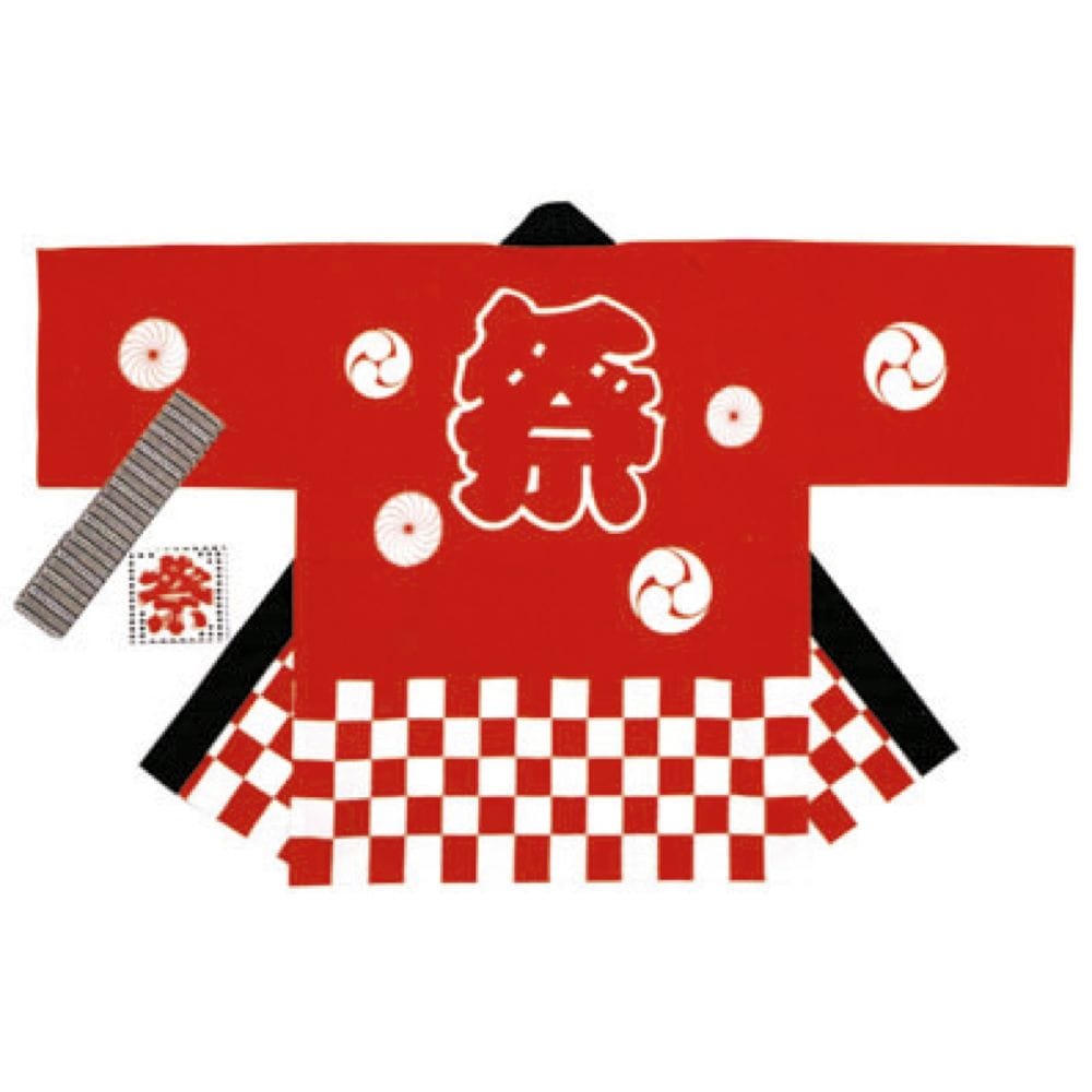 （まとめ買い）ササガワ 祭袢天（はんてん） 市松赤 2～3才用 1セット入 40-3111 [x3]