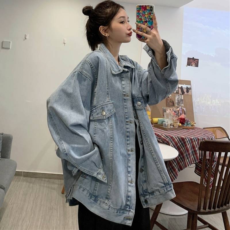 2色 アウター レディース ジャケット Gジャン ボタン 大きいサイズ オーバーサイズ 萌袖 長袖 襟付き おしゃれ 大人可愛い ボーイッシュ メンズライク カジュアル ストリート かっこいい ルーズ