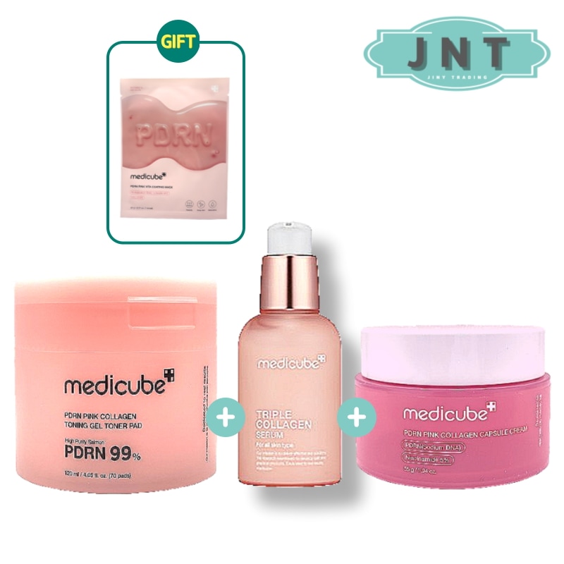 [セット] [1+1+1]PDRN コラーゲン トーニング ジェル トナー パッド 120ml+トリプル コラーゲン セラム 4.0 55ml+PDRN コラーゲン カプセル クリーム 55g 3個