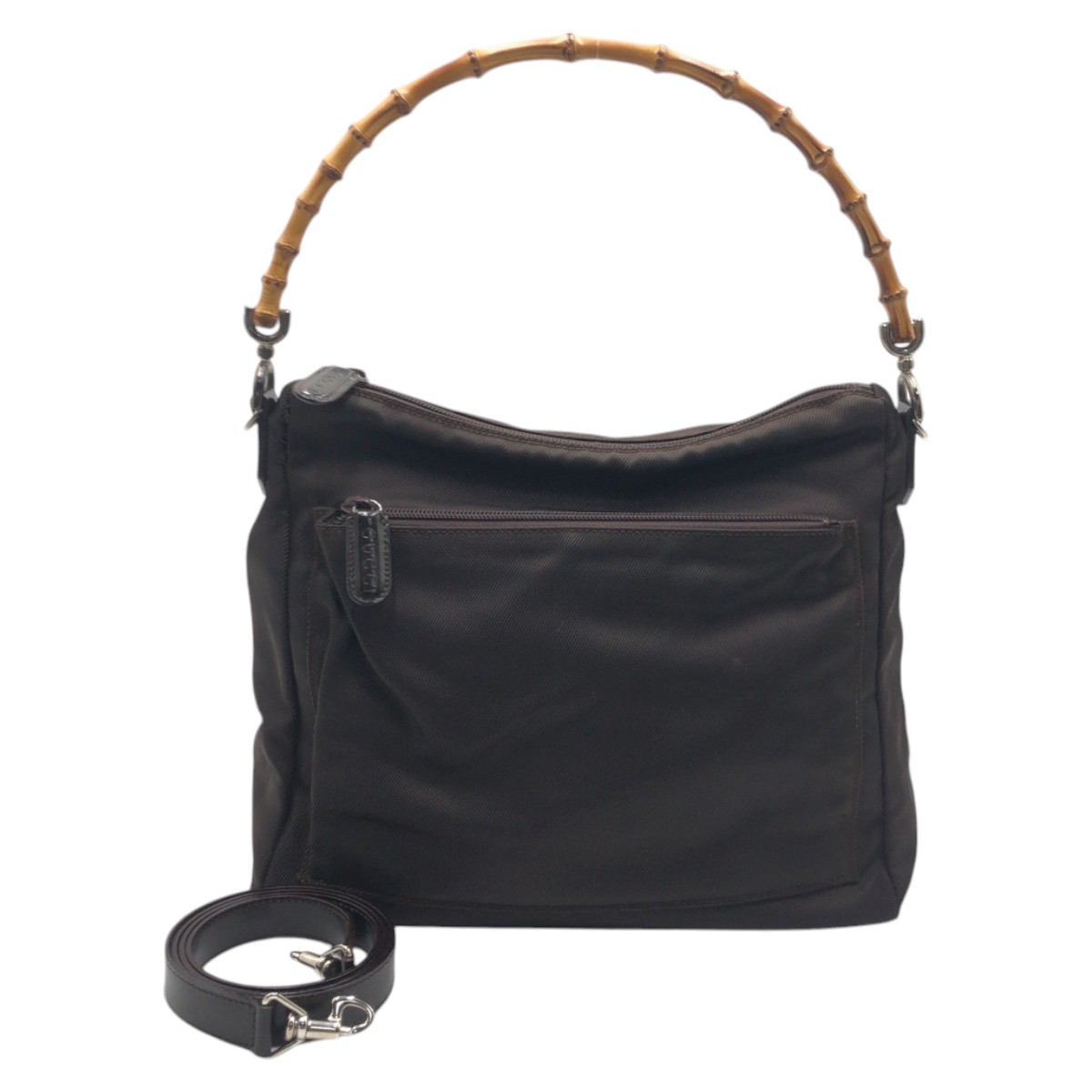 美品 バンブー ブラウン ポリエステル 000 0509 ハンドバッグ ショルダーバッグ ２WAY レディース 410570